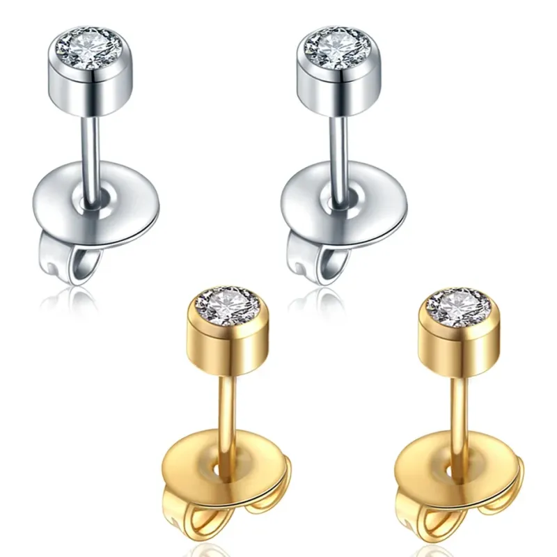 Orecchini garofano in acciaio inox per piercing alle orecchie, 2 pezzi_voghion.com