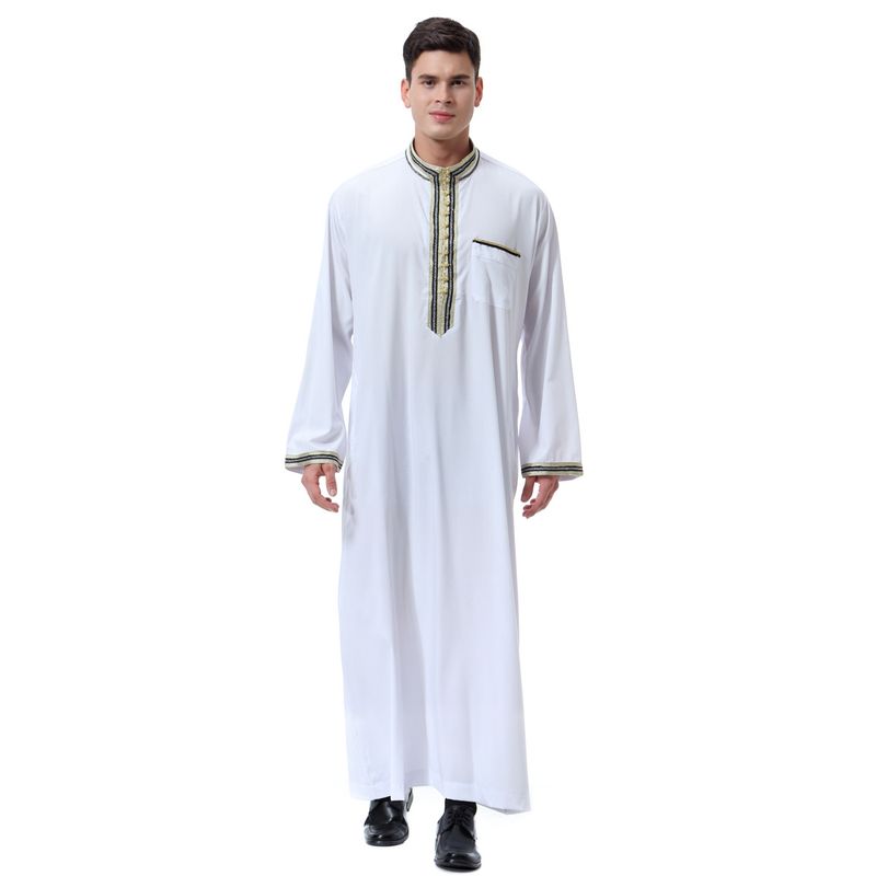 Herenkleding Heren Applicatie Opstaande Kraag Robe_voghion.com