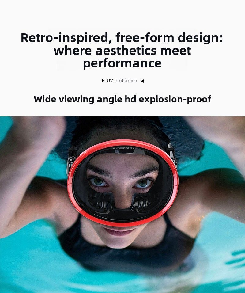 Hot Selling Large Frame Freediving New Model With Integrated Nose Guard Professional Tempered Glass Diving Mask_voghion.com