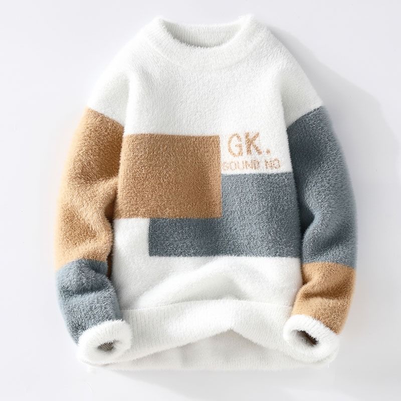 Halber Rollkragenpullover Einteiliger Fleece Herbst Winter Slim Fit Gestrickter, verdickter Herrenpullover_voghion.com