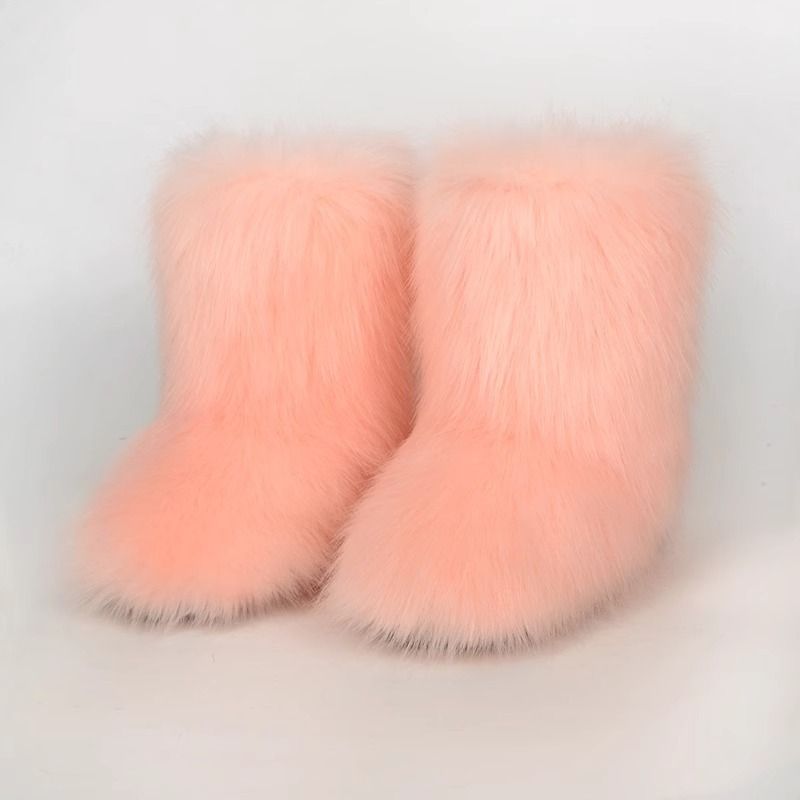 Winter snow boots Women's outer wear warm non-slip cross-border long fur mid-calf raccoon fur y2g fur boots_voghion.com