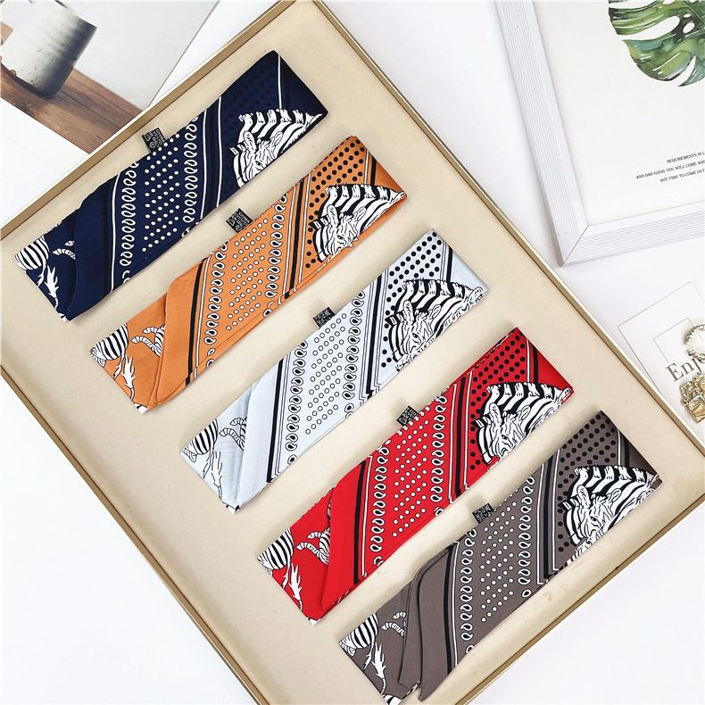 Wind Zebra Cartoon Dames Lente en Herfst Decoratie Lange Dubbele Laag Satijnen Binding Baby Sjaal Lint_voghion.com