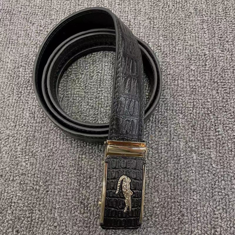 Belt Men's alligator pattern automatic buckle Men's belt Simple casual high-end men's belt_voghion.com