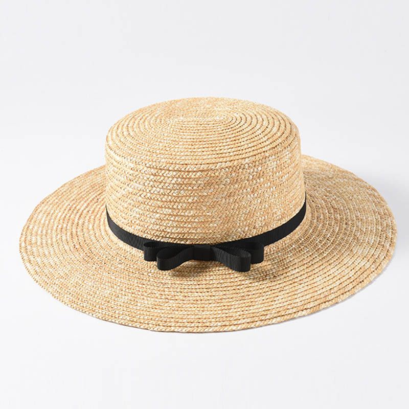 Fashion Fashion Classical Beach Ribbon Bowknot Boater Wide Brim Summer Sun Hats for Women Ladies Wheat Straw Cap Kentucky Derby Hat_voghion.com
