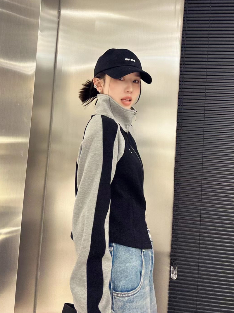 Koreaanse stijl patchwork rits sweatshirt vrouwen Kpop Y2k hippie oversize marine crop jassen jaren 90 vintage harajuku hoodie_voghion.com