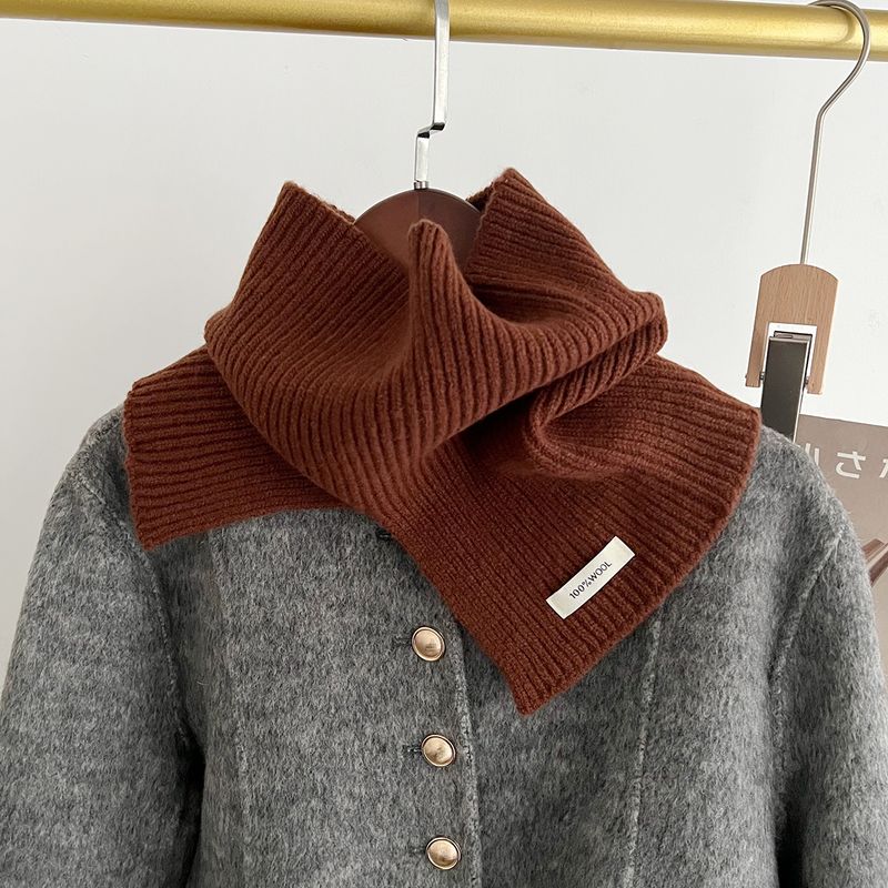 2024 New Australian 100% Pure Wool Knitted Solid Color Versatile Winter Fashion Warm Windproof Neck_voghion.com