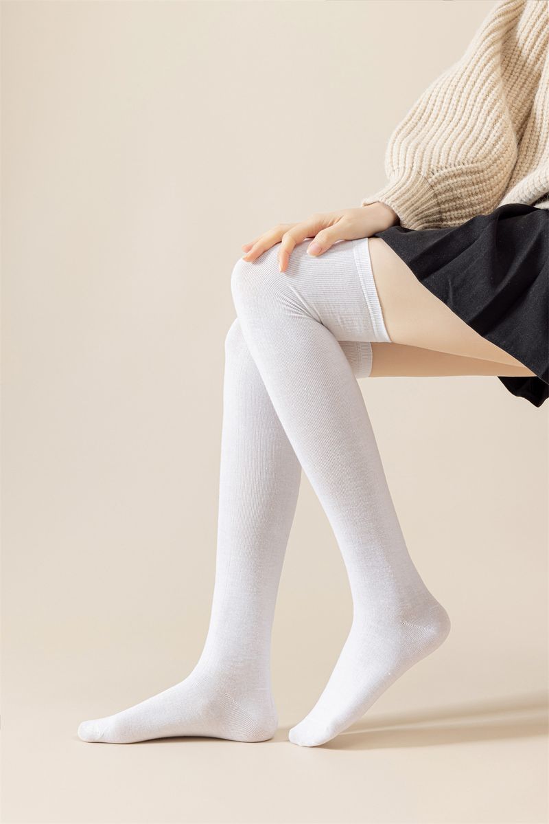 Women's socks women's over-the-knee stockings solid color ins style fashion socks_voghion.com
