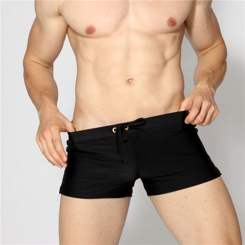 Men's European Style Swim Trunks - Quick-Dry & Comfortable For Beach & Pool (No Pockets UPF50+ Black/Blue S-XXL)_voghion.com