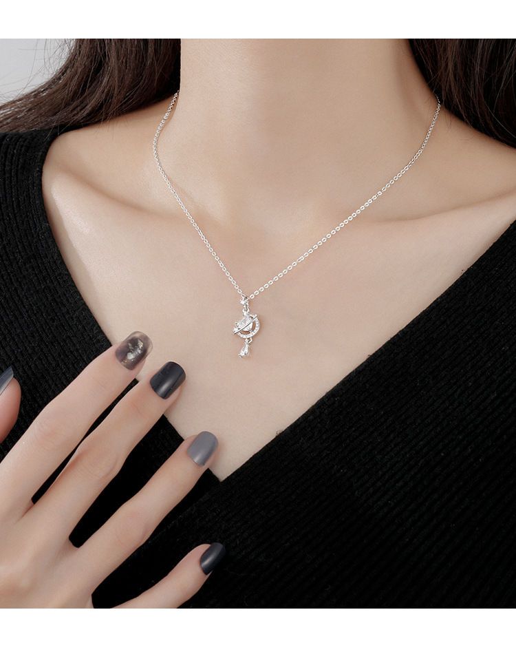 Collar de plata de ley para mujer, diseño de estrella y luna de ensueño, 2024, nuevo colgante, cadena para clavícula, el mejor regalo para amigas._voghion.com