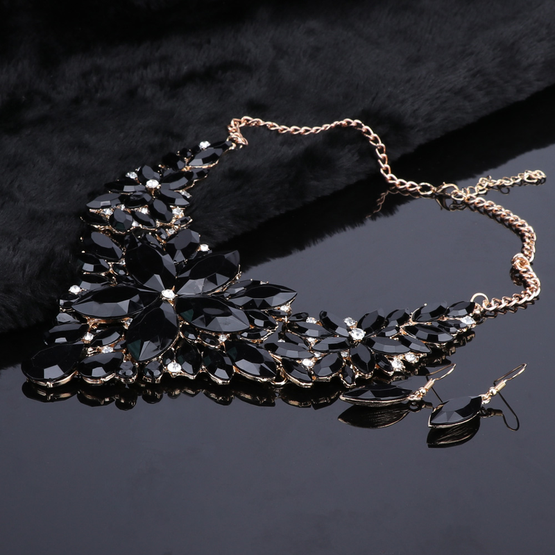 Kristall-Choker-Statement-Halskette, Ohrring-Schmuckset, Strass-Hochzeitsgeschenk, Frauen, Bräute, Abschlussball, Party_voghion.com