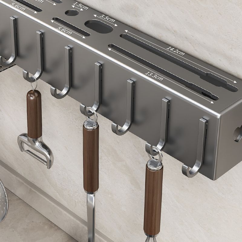 Wandmontierter Küchenmesserhalter mit integriertem Topfdeckelhalter, Essstäbchenhalter und Schneidebrett-Messeraufbewahrung_voghion.com