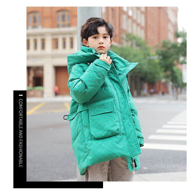 Premium Boys' Long Padded Down Jacket With Hood - Warm Winter Coat For Kids, Soft & Stylish, Lightweight & Comfortable, Fashion Design_voghion.com