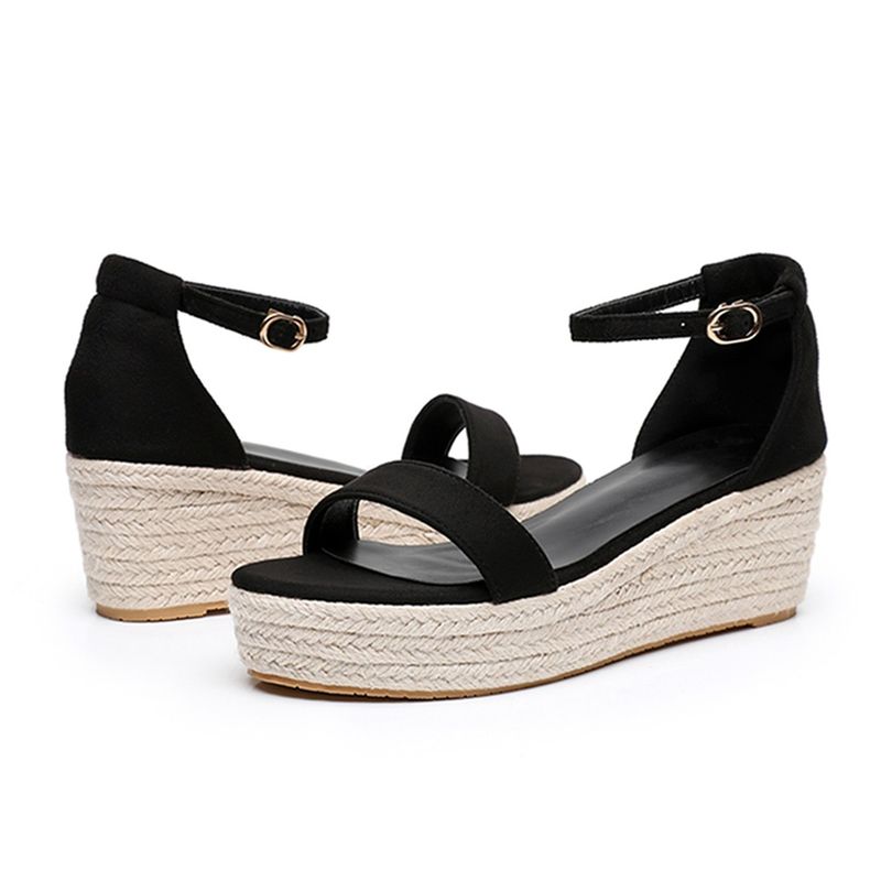 Γυναικεία Παπούτσια Μεγάλα Μεγέθη με Τακούνι Σφήνας, Χοντρές Σόλες, Σανδάλια με Ψηλοτάκουνο και Σχοινί, Σανδάλια με Ψηλοτάκουνο και Σχοινί_voghion.com