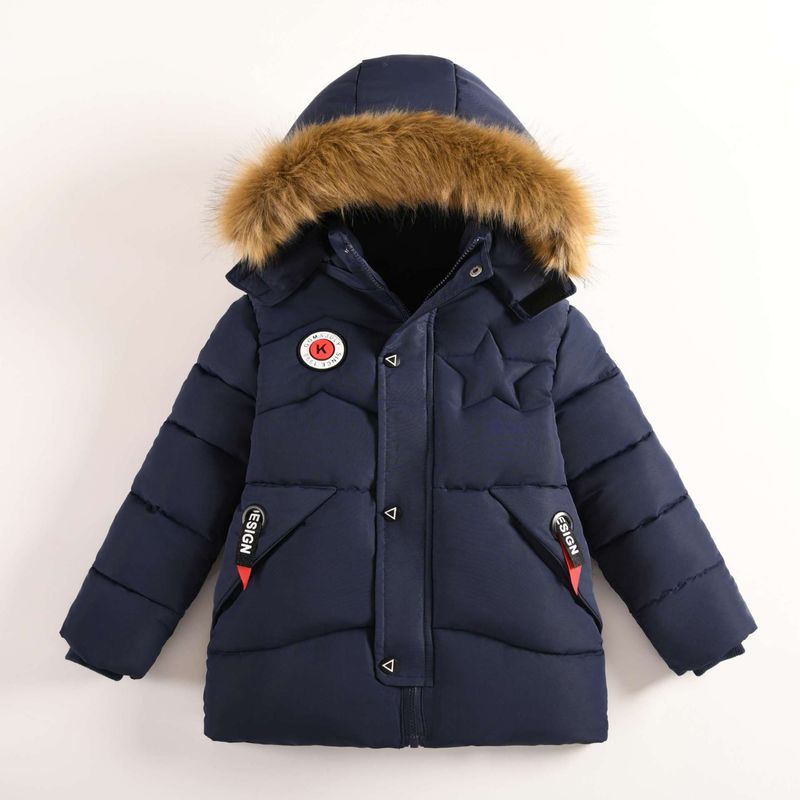 European And American New Winter Boys' Cotton Coats For Children's Middle And Large Children With Hoods, Plush And Thickened Warm Cotton Coats_voghion.com