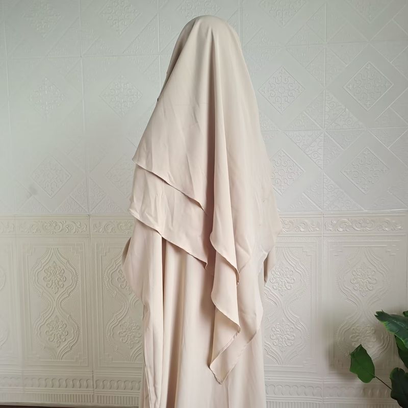 Vestido de dos piezas con hiyab, holgado, con mangas murciélago y color liso para mujer de Dubái, P105_voghion.com