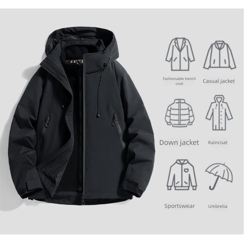 with Down Liner, Men Women 3-in-1 Detachable Ski Suit, Windproof And Water-Resistant Hiking Jacket_voghion.com