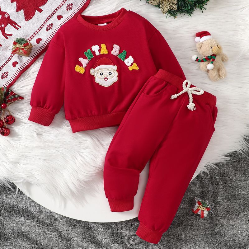2024 Carino neonato e bambino piccolo abbigliamento per bambini lettera ricamata felpa con cappuccio pantaloni set_voghion.com