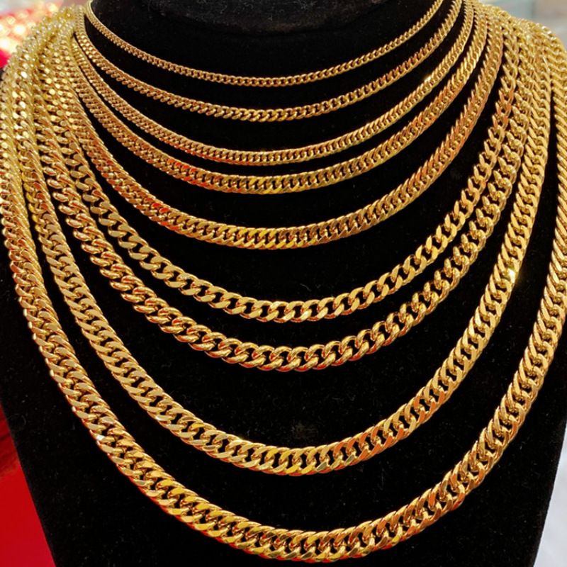Collana cubana in ottone placcato oro, autentica moda, con catena laterale lunga, per coppie di uomini e donne, frusta per cavallo_voghion.com