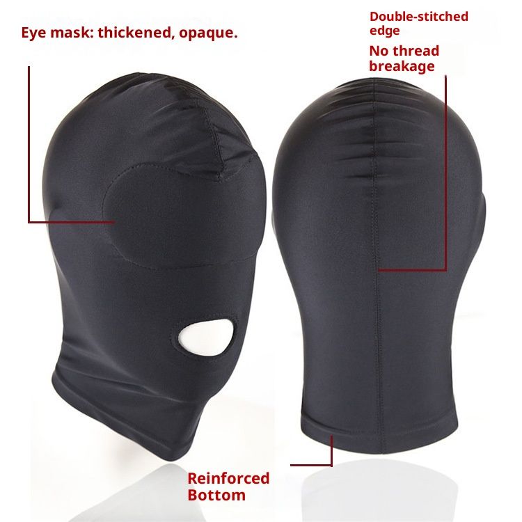 LuvBox SM Props Schwarze Erwachsenenmaske mit Nasenlöchern, Reißverschluss, Fesselung, erotische Kopfbedeckung für Frauen_voghion.com