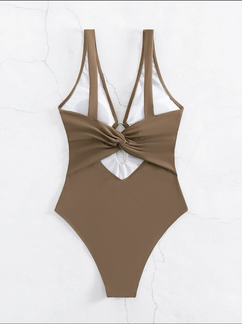 Maillot de bain une pièce bikini sexy, couleur unie_voghion.com