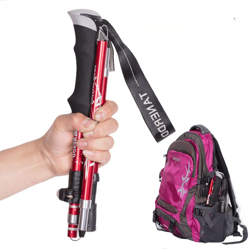 Aluminum Alloy Folding Ultralight Ultra-hort Telecopic Outdoor Trekking Pole Hiking Climbing Walking Stick 5_voghion.com