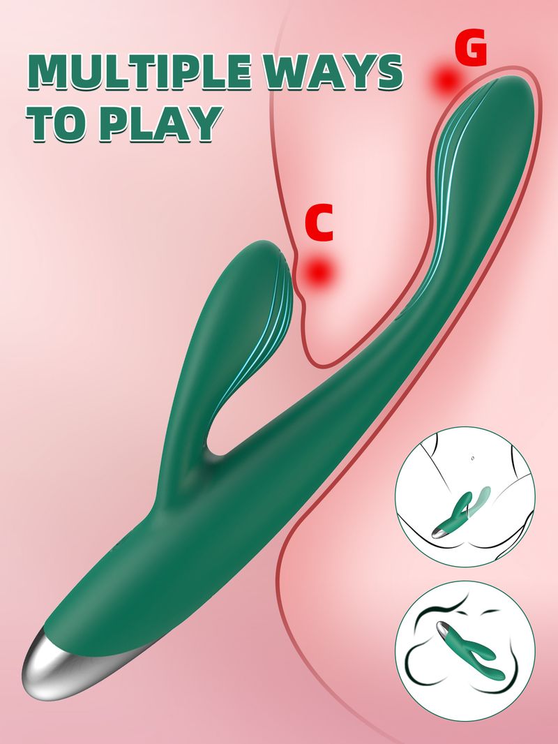 Vibratore punto G FairyKiss per principianti, vibratore a doppio capezzolo a 10 velocità, clitoride, orgasmo femminile, masturbatore con dita, sesso_voghion.com