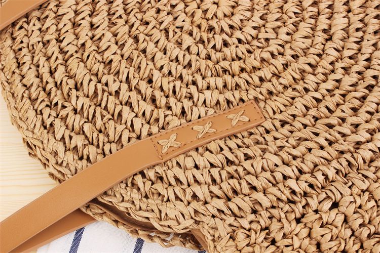 nuovo stile semplice borsa a tracolla rotonda in paglia borsa intrecciata borsa da spiaggia borsa da donna alla moda in paglia_voghion.com