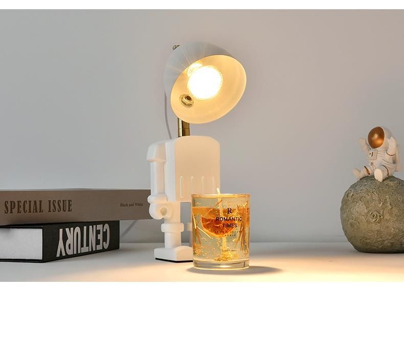 Creative Robot Resin Wax Table Timer Dimmable Bedroom Aromatherapy Bedside Hot Melt Lamp Candle Melting_voghion.com