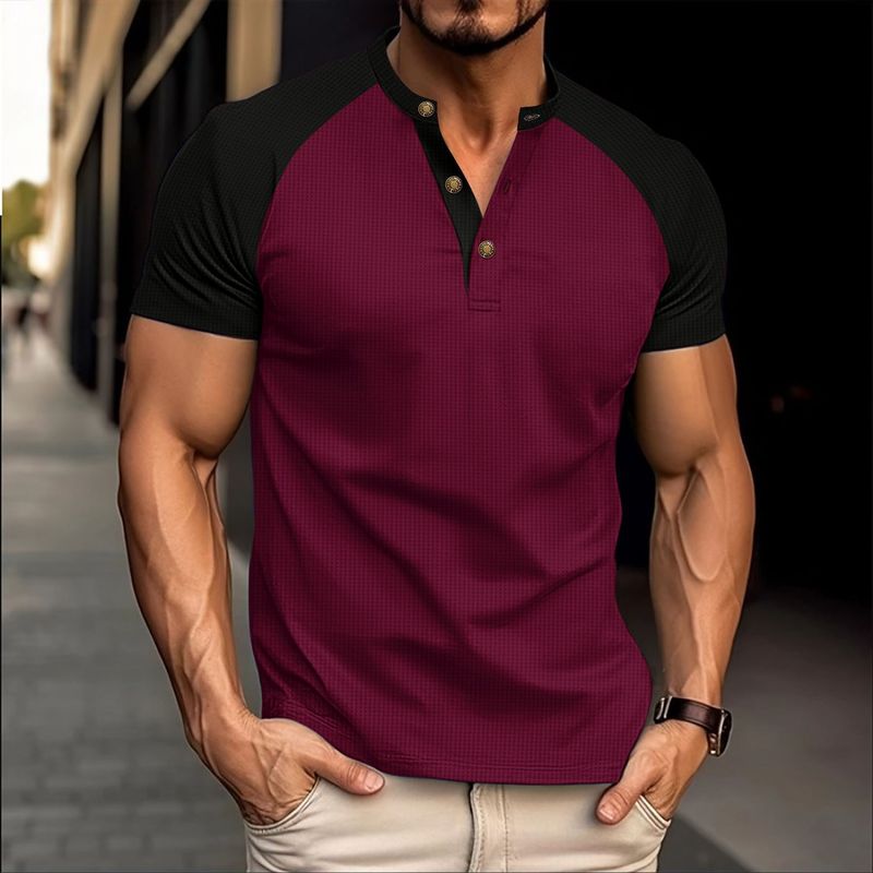 Unbeatable Quality 2025 Men's Summer Waffle Round Neck T-shirt Slim Fit Breathable Pullover Casual Short Sleeved Shirt_voghion.com
