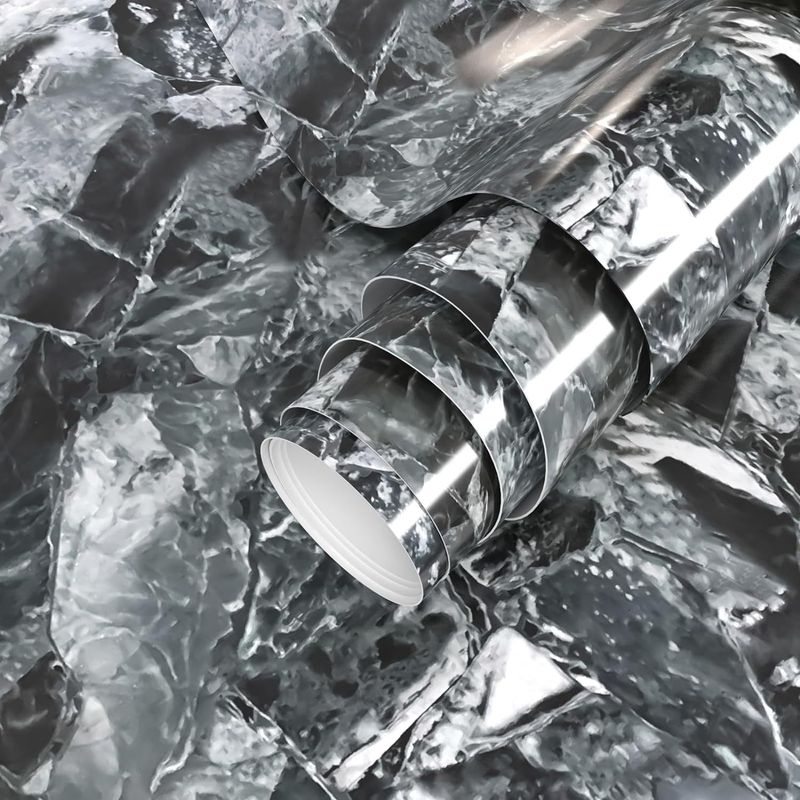 Blue Marble Wallpaper Gray Wall Paper Peel And Stick Waterproof Removable Self-Adhesive Decorative Stickers_voghion.com