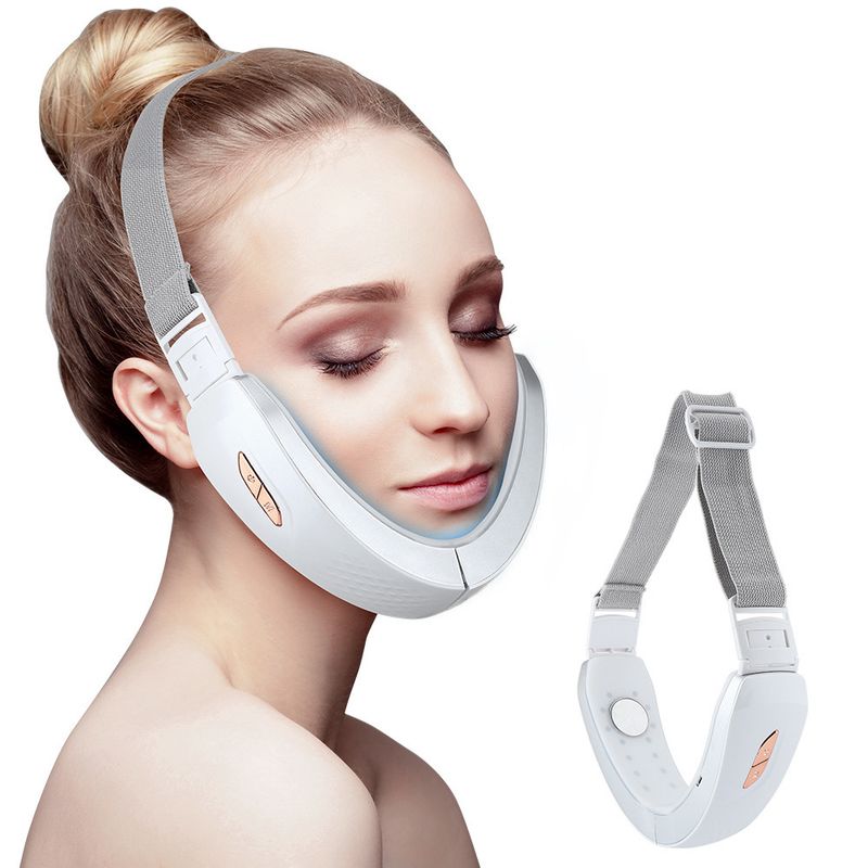 Herramienta de adelgazamiento facial con microcorriente, instrumento de belleza para rejuvenecimiento de papada con luz de color rojo y azul, vibración facial_voghion.com