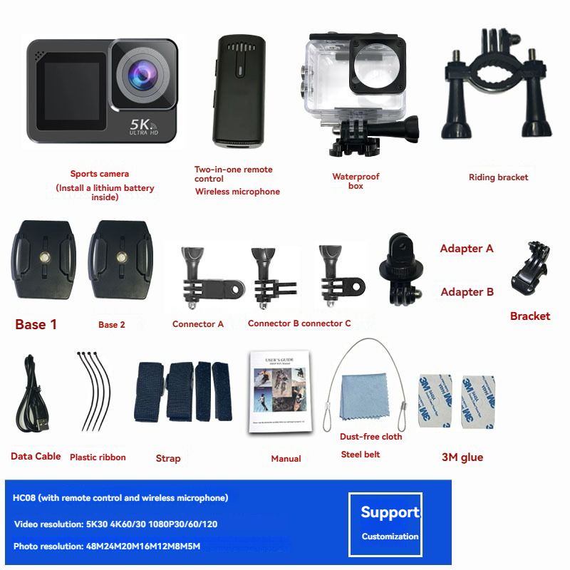 4K-camera voor foto's en video's Gos Pro-kop met wifi-stabilisator 30m waterdichte camcorder_voghion.com