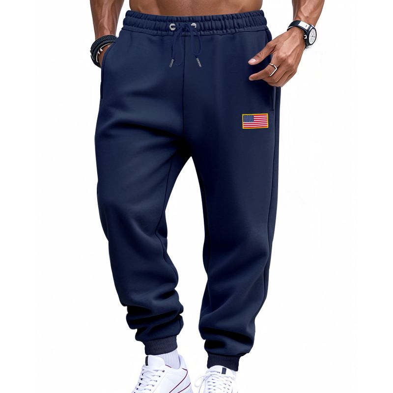 Calça de moletom masculina folgada, estilo americano, estilo casual, simples, com cordão, para o Dia da Independência, da Cross Border Independent Station, primavera e outono_voghion.com