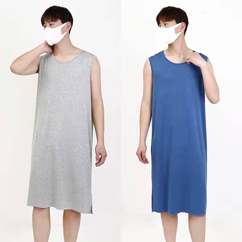 Herren Nachthemd aus Modal, langes Kleid, locker, bequem, Loungewear, Bademantel, XXXL_voghion.com