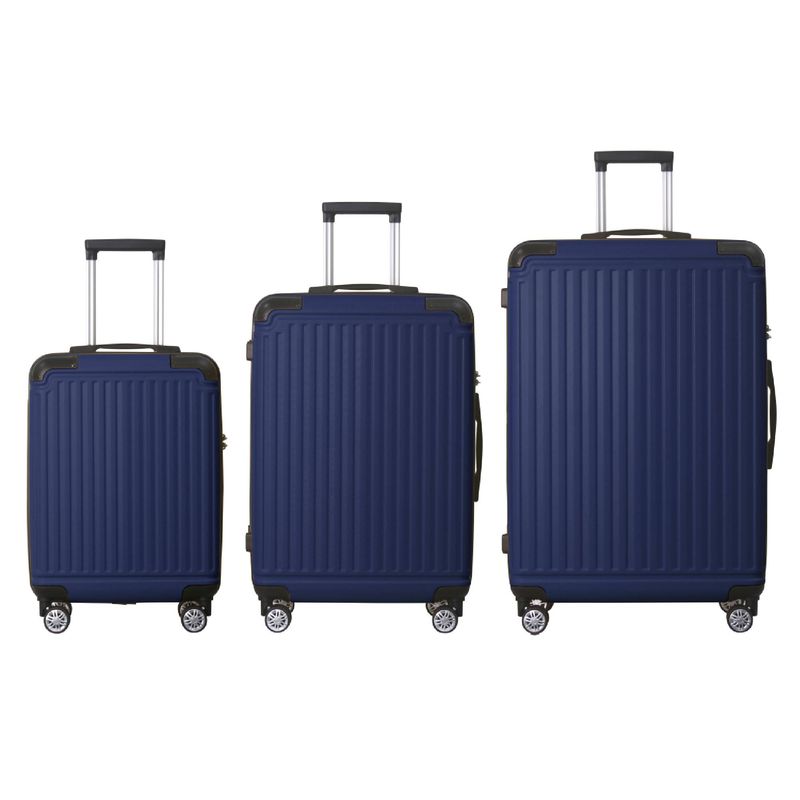 Blue 3-Piece Premium ABS Luggage Set-20", 24", And 28" Suitcases With Multi-Position Handle, Silent Spinner Wheels, And TSA-Approved Lock-Durable, Stylish, And Spacious Travel Gear_voghion.com