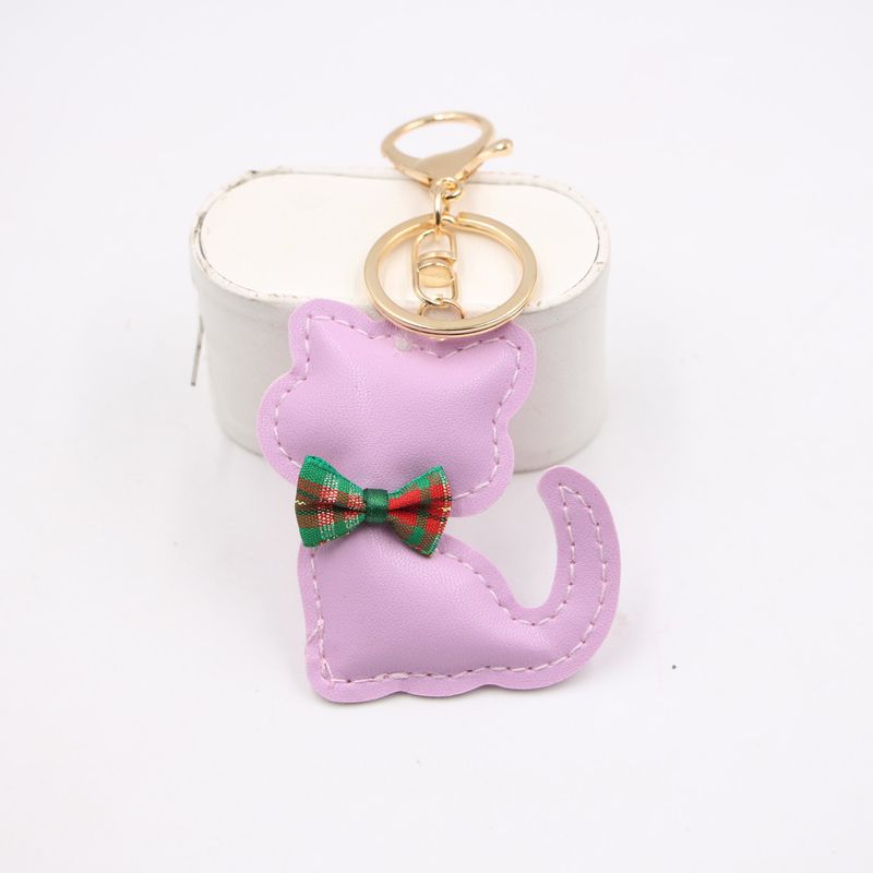 Nuovo ciondolo portachiavi in pelle a forma di papillon con gatto, accessorio per zaino, portafoglio_voghion.com