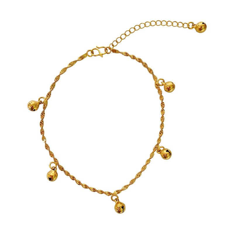 Vietnamese Gold-Plated Wave Pattern Personality Anklet, Long-Lasting Color, Simple Bell-Like Anklet For Women, Summer_voghion.com