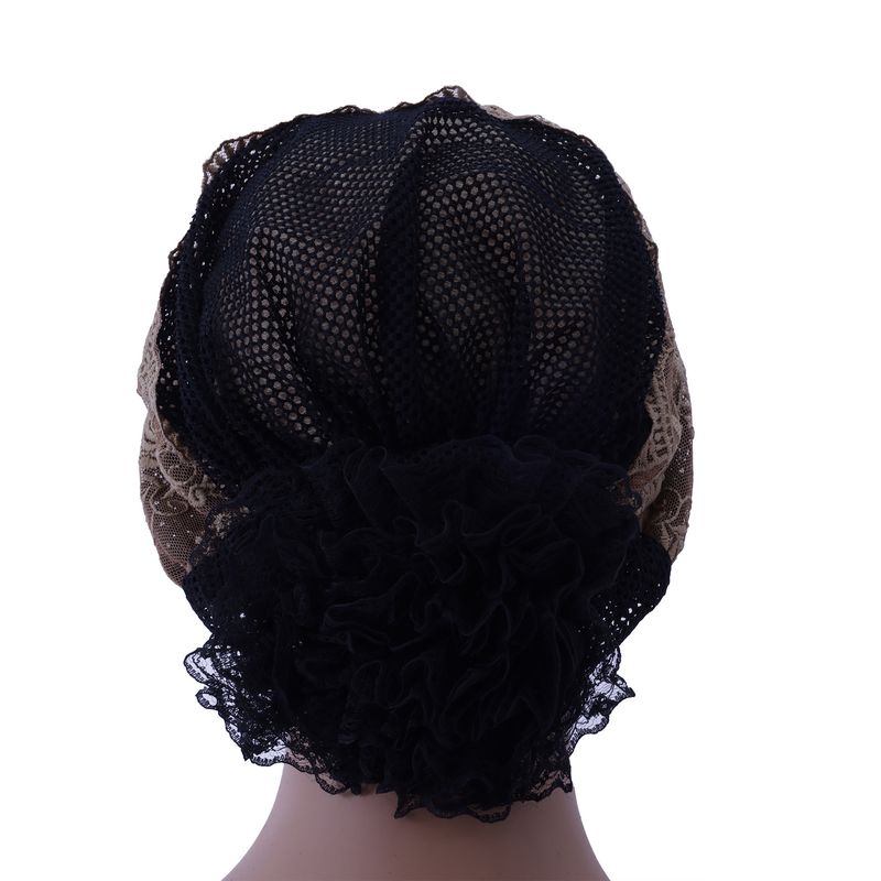 Sommer-Duttmütze mit Spitzenstickerei – Modisches Kopftuch mit verstellbarem Haarband (Neues Design)_voghion.com