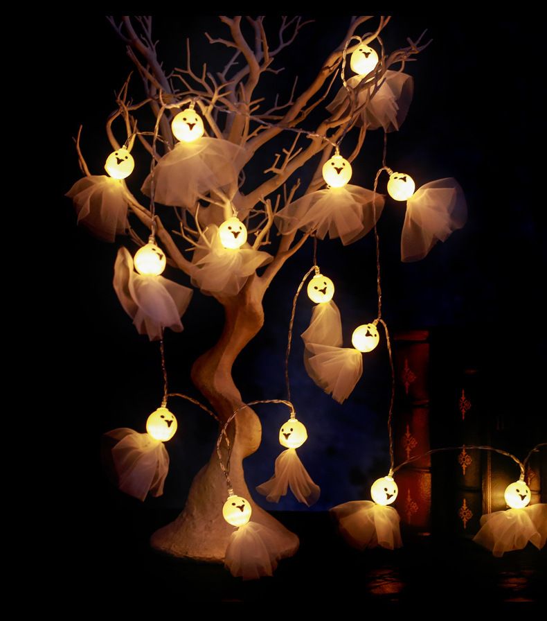 Halloween-LED-Lichterketten – Fledermaus-, Skelett-, Kürbis- und Geister-Dekorationen für gruselige Partybeleuchtung (Batterie-/Steckeroptionen, 2–3,6 m Länge)_voghion.com