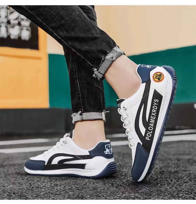 Casual da uomo alla moda alla moda con cravatte con lettere, semplici scarpe bianche, coreano personalizzato traspirante e confortevole_voghion.com