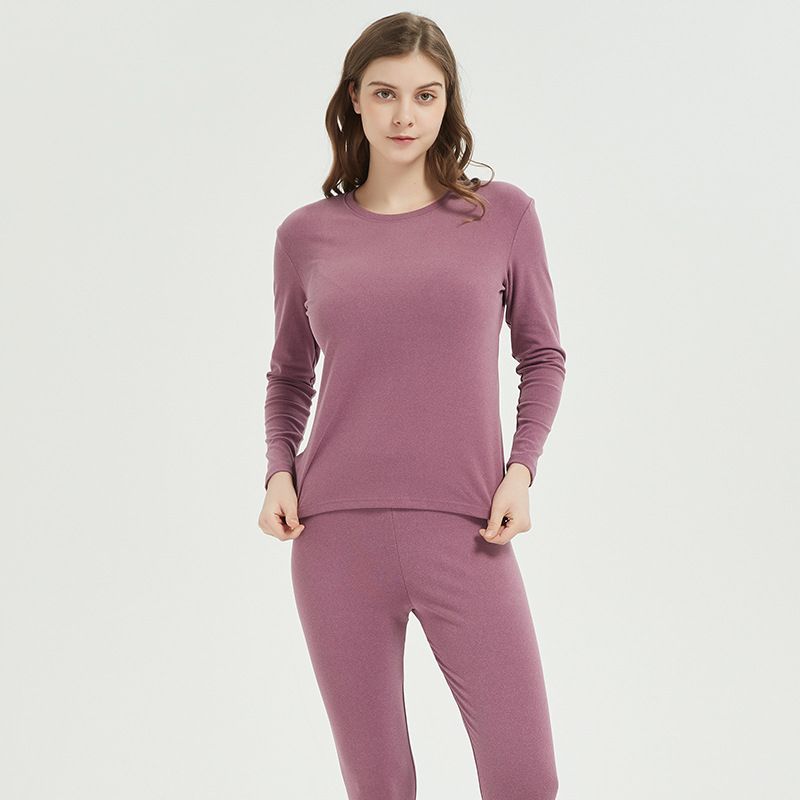 Women's Intimates Unisex Thermal Underwear Set - Double Brushed Fleece Round Neck Base Layer, Stretchy & Anti-Pilling_voghion.com