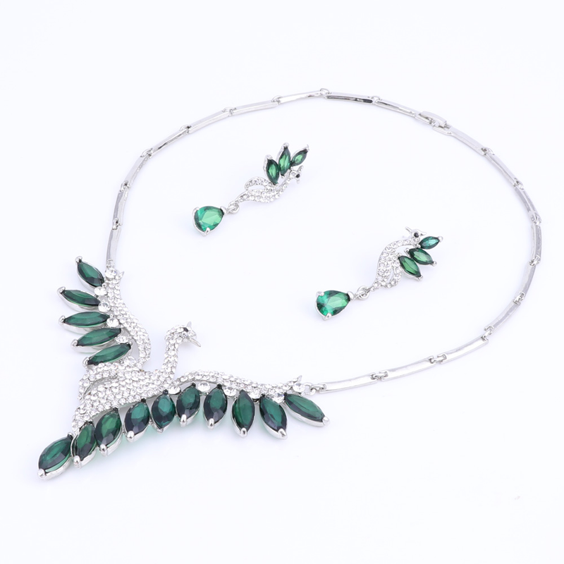 Squisito zircone cristallo fenice collana orecchino set di gioielli da sposa per le donne regalo festa nuziale ballo di fine anno_voghion.com