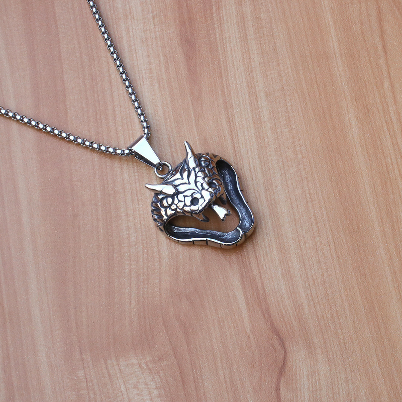 Fashionable Men's Cobra Head Animal Titanium Trendy Person Personalized Stainless Steel Pendant Necklace Dragon_voghion.com