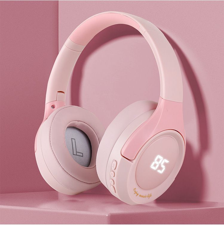Słuchawki Bluetooth, bezprzewodowe, montowane na głowie, wyświetlacz głośności i poziomu naładowania baterii, składane gniazdo karty, bardzo długi czas czuwania,_voghion.com