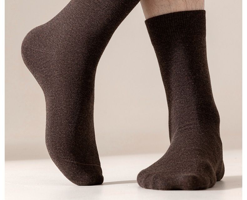 Meias Wangjia Masculinas, Puras, Resistentes a Odores e Absorventes de Suor, Coleção Outono 2025, 100% Algodão, Cano Médio, Direto da Máquina, Zhuji Socks - Atacado_voghion.com