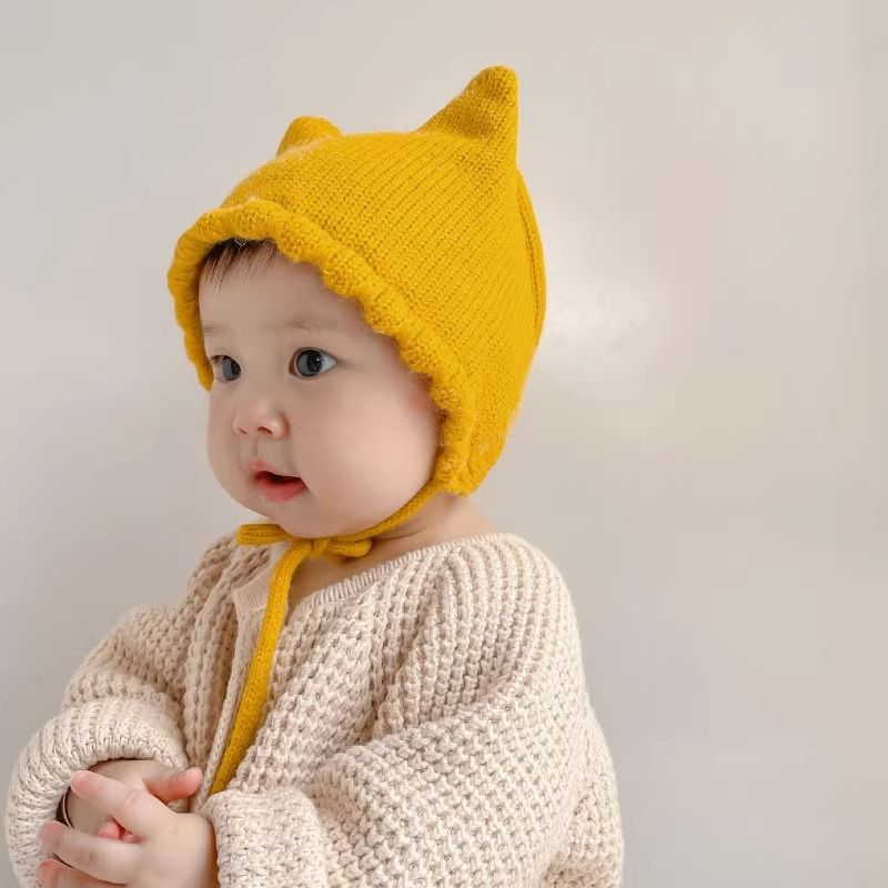 Chapéus infantis para bebê, tampa de porta halógena, orelhas de gato fofas, lã quente, para bebê, inverno_voghion.com