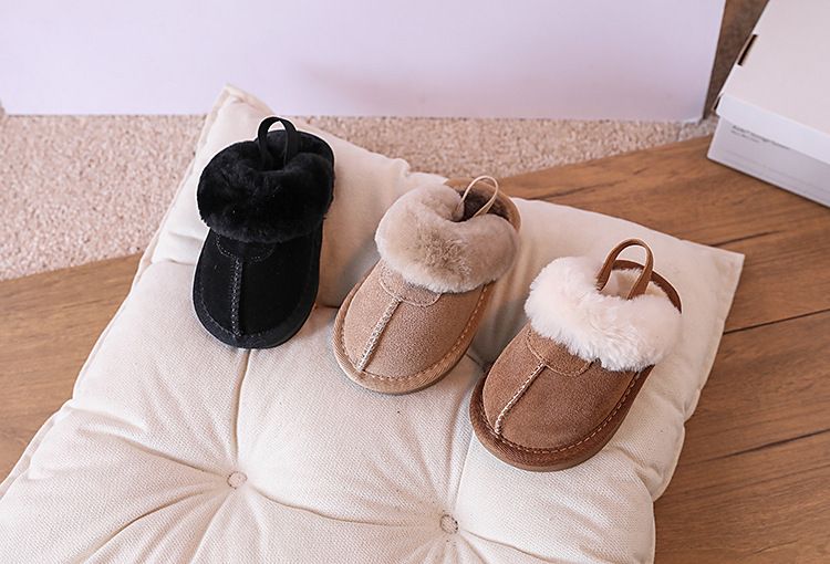 2023 neue Winter Baby Leder Warme Plüsch Kleinkind Kinder Schuhe Gummi Rutschfeste Innen Mode Kleine Mädchen Slipper_voghion.com