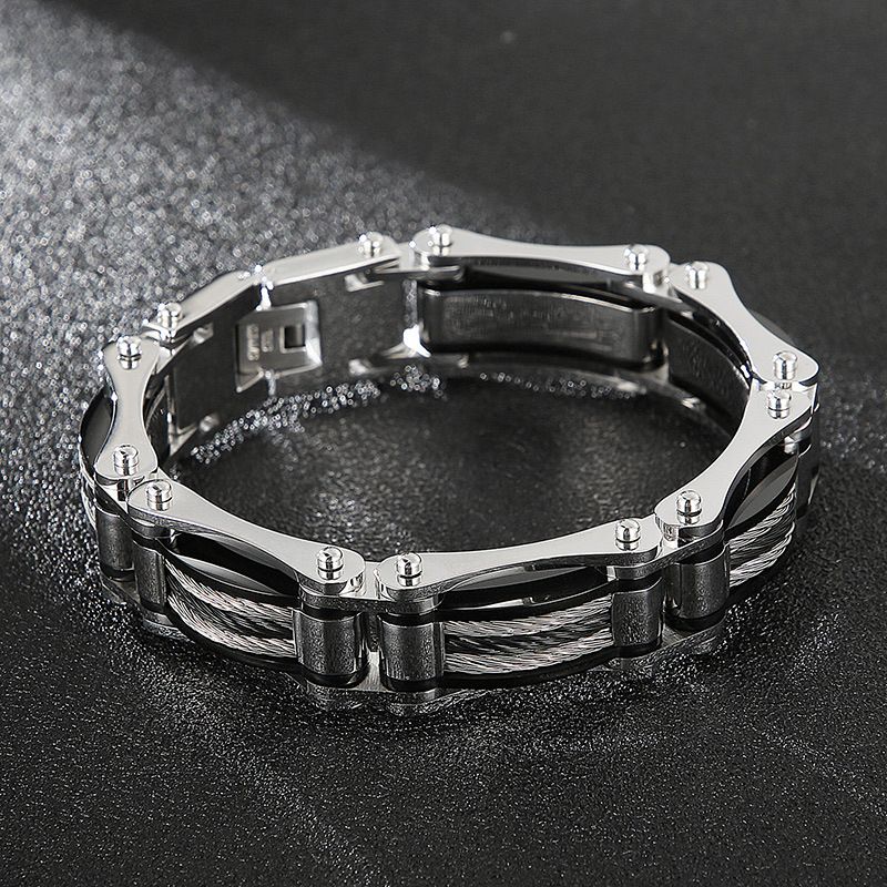 Herrenschmuck Atmosphärisches Mode-Stahldraht-Draht-Fahrrad-Titanstahl-Herrenarmband_voghion.com
