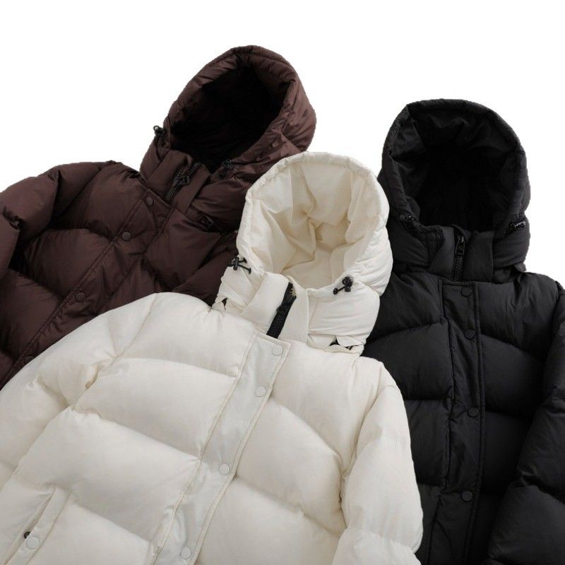 Modern Taupe Warm White Duck Down Short 5-Grid Puffer Jacket Coat_voghion.com