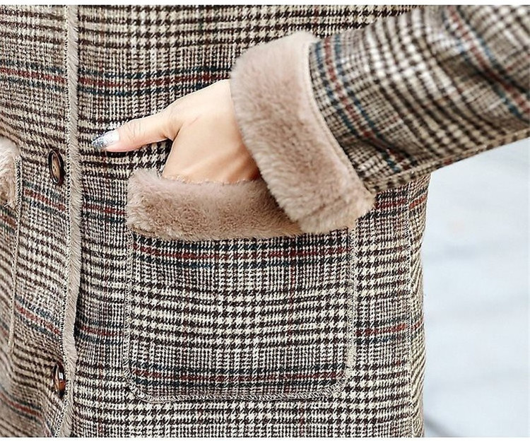 Herbst Winter Wolle Mantel Frauen Plaid Schafe Scher Leder Pelz Mid Lange Mäntel Plus Veet Starke Mit Kapuze Warme Wolle Dame mantel_voghion.com